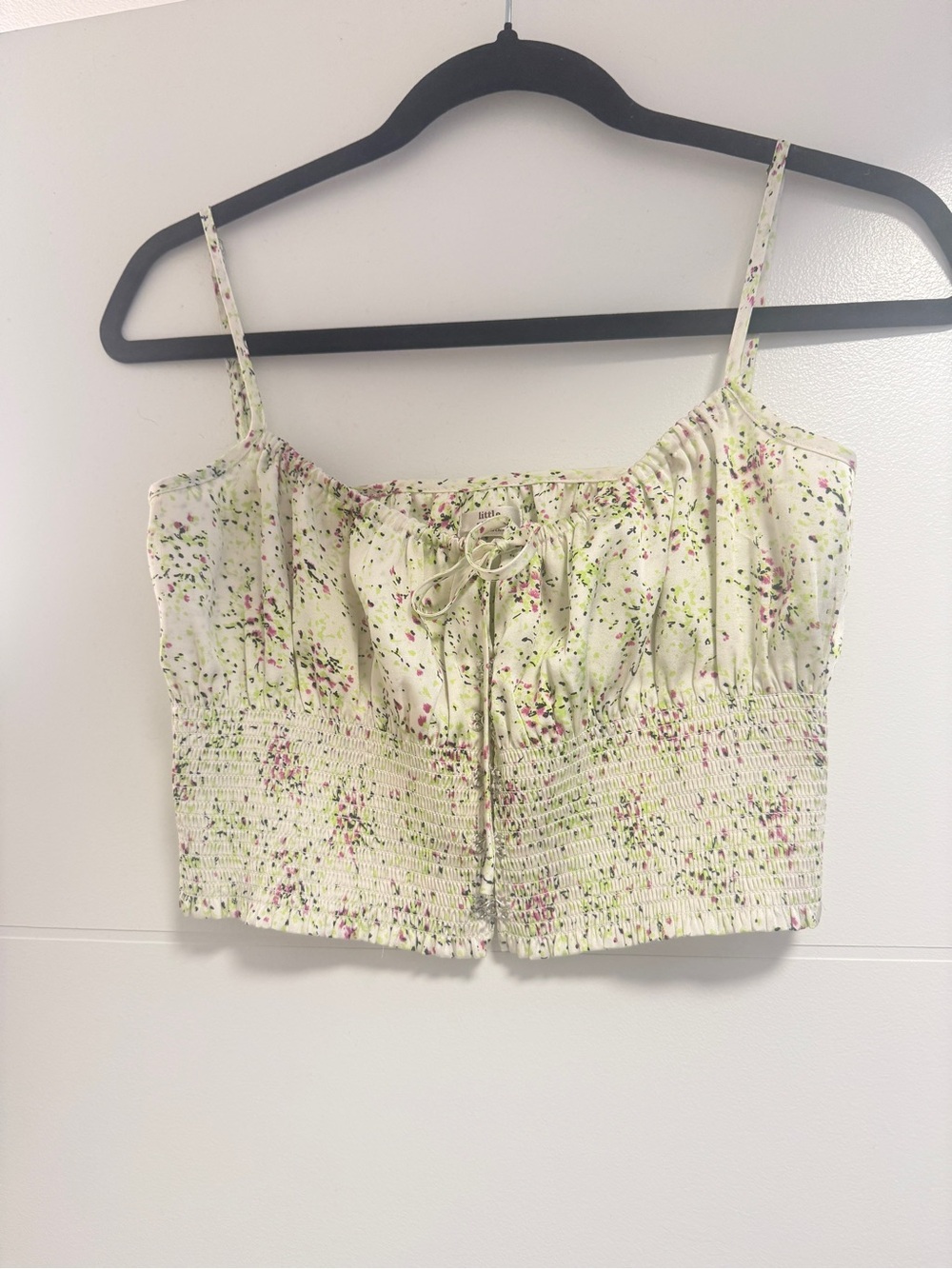Little Moon Floral Smocked Corset Cami Top | Milkmaid Tie Front | Size S
